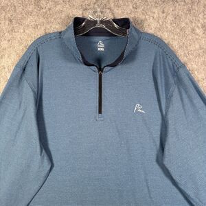 Rhoback 1/4 Zip Sweater Mens XXL Blue Striped Performance Quarter Zip Qzip